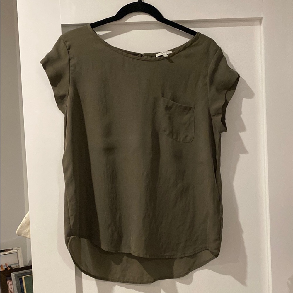 Joie Olive Green Silk Top
